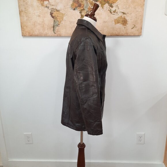 Vtg 90s structured brown leather jacket - Tudor Court brand - Picture 4 of 15